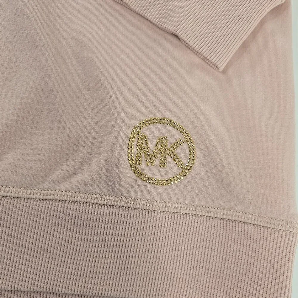 MICHAEL KORS LIGHT PINK PULLOVER HOODIE WITH A GOLD-TONE LOGO WOMENS SIZE XL EUC - Picture 4 of 16